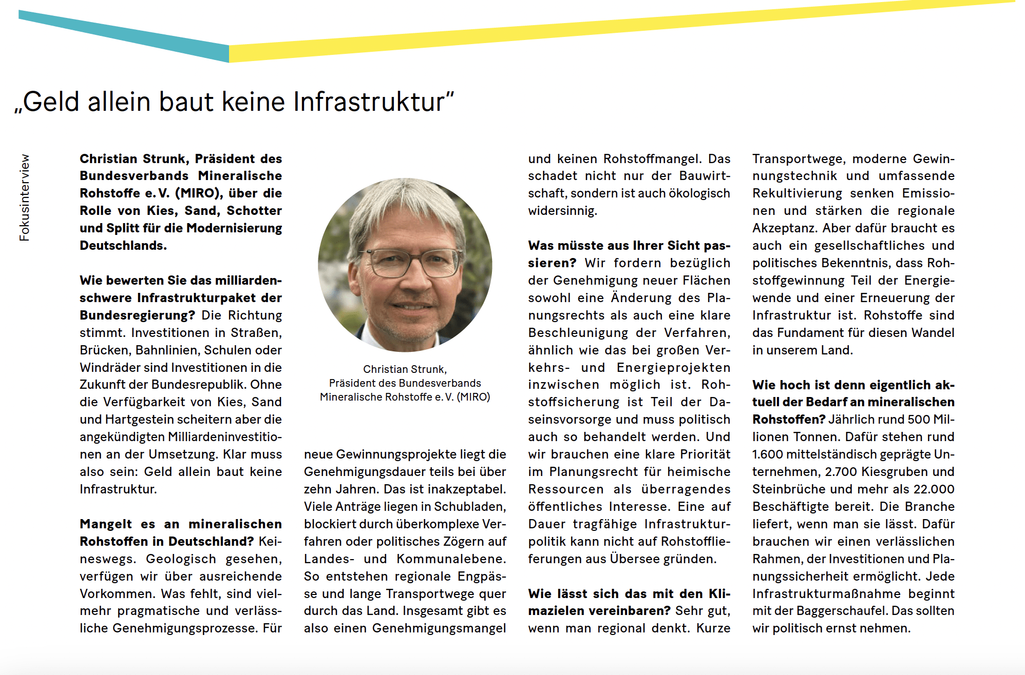 Christian Strunk in der Frankfurter Allgemeinen Zeitung (FAZ), heimische Rohstoffe für Infrastruktur und Energiewende
