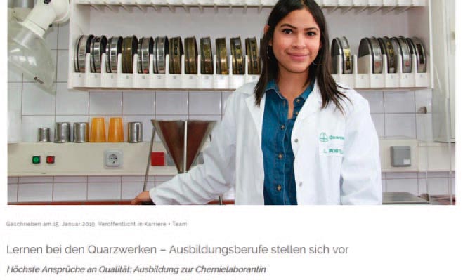 Die neue „Geschichten-Webseite“ des Unternehmens blog.quarzwerke.de: Im Themenblog Karriere + Team steht der Mitarbeiter im Vordergrund.